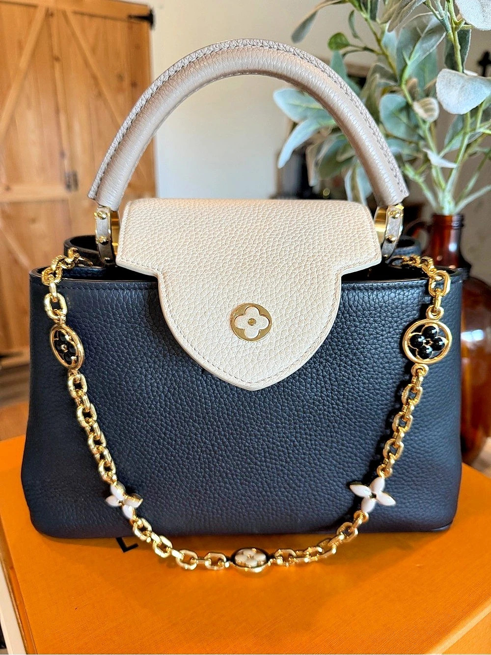 Louis Vuitton Capucines BB Flowergram Black & White Shoulder Bag